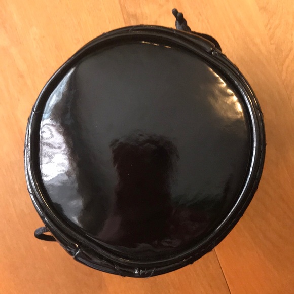 Guess Black Patten Mini Cinched Bag w Silver Heart - Picture 6 of 6